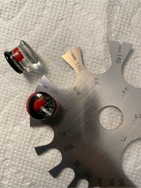 Black and Red Glass Ear Plug Pair for Stretched Piercings
